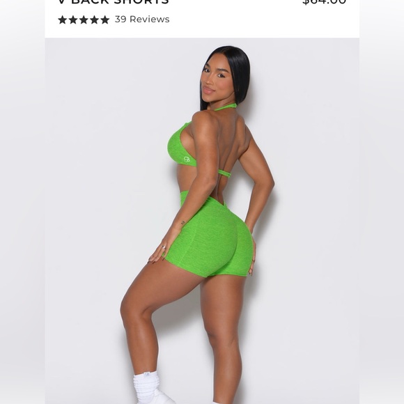 Bombshell Sportswear Green V Back Shorts - Picture 1 of 4
